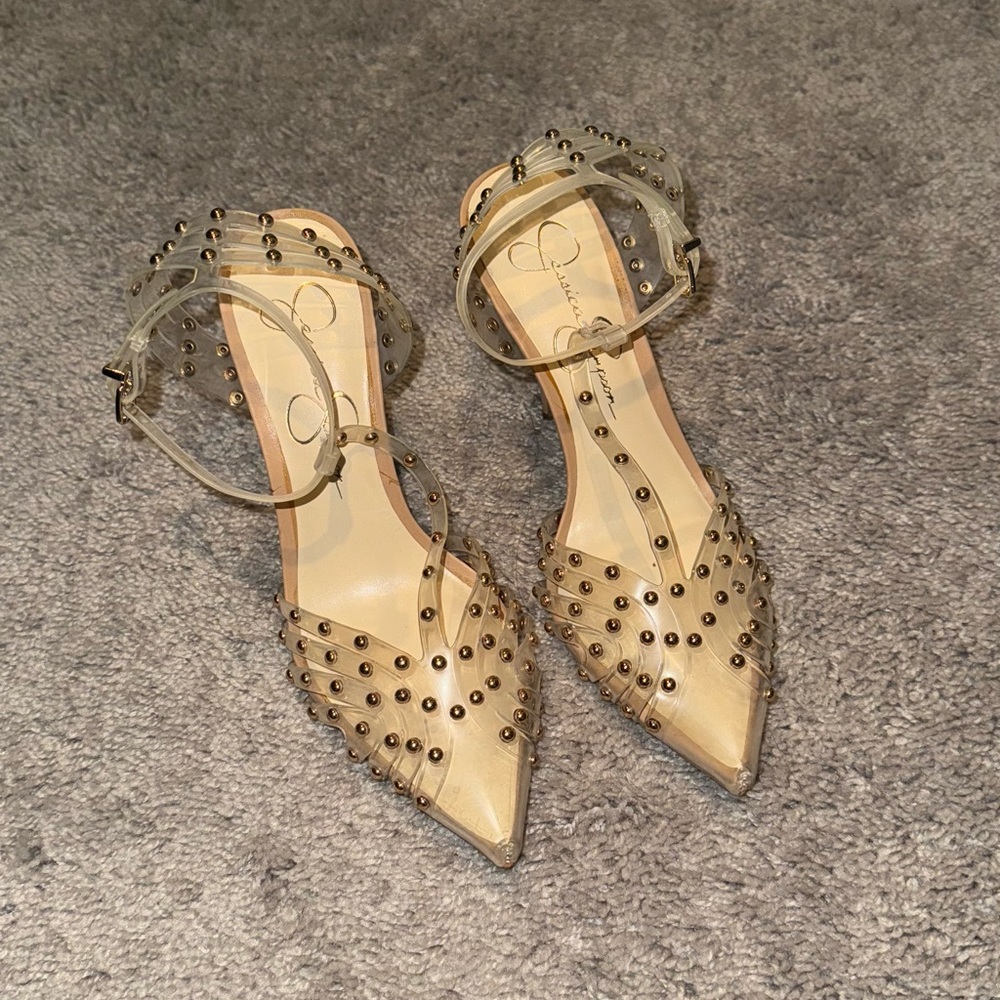 Jessica Simpson Studded clear heels